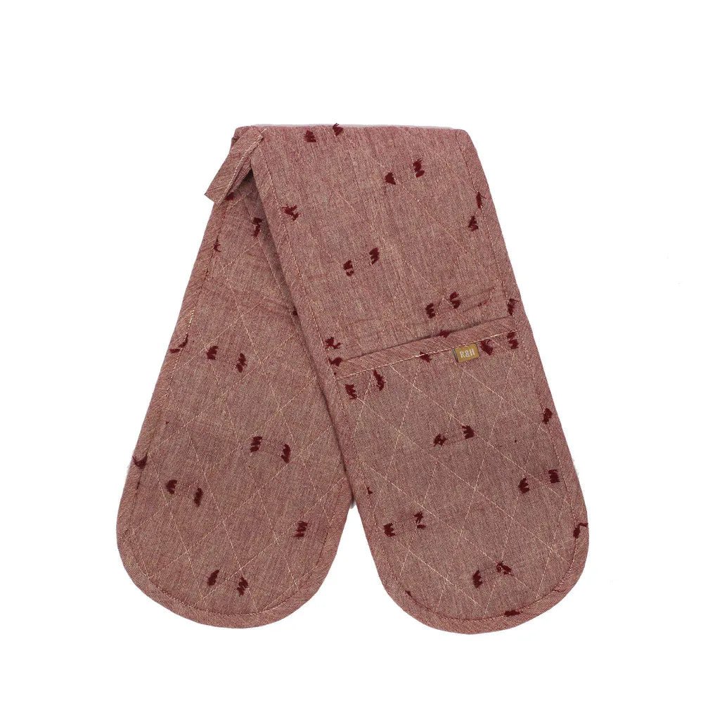 Set of 3 Tuft Cotton Double Oven Glove - Ruby - Notbrand