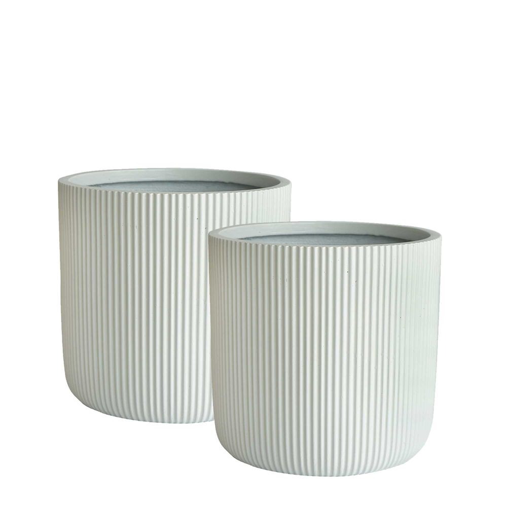Set of 2 Zagg Planters in White - Small - Notbrand