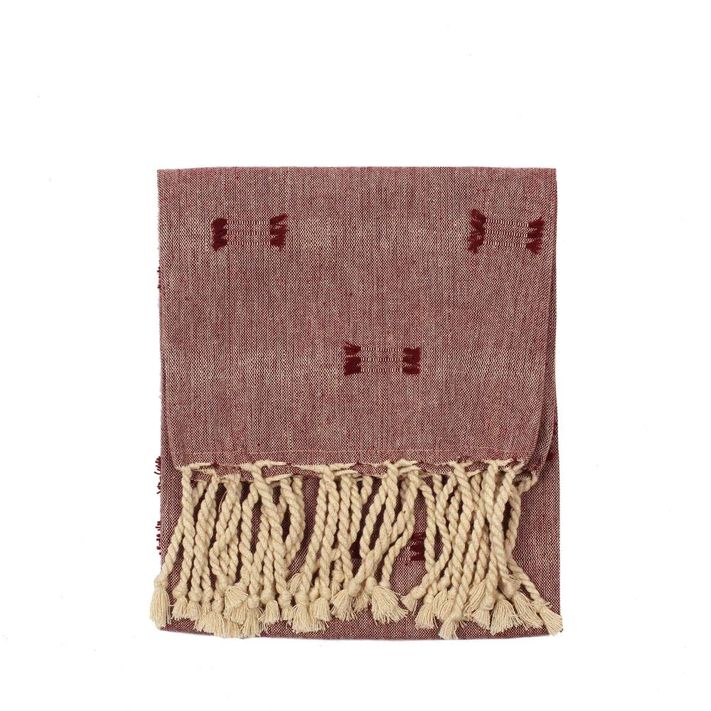 Set of 6 Tuff Cotton loose Tea Towel With Fringe - Ruby - Notbrand