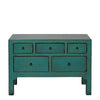 Tia Recycled Elm Wooden 5 Drawer Table - Mint Green - Notbrand