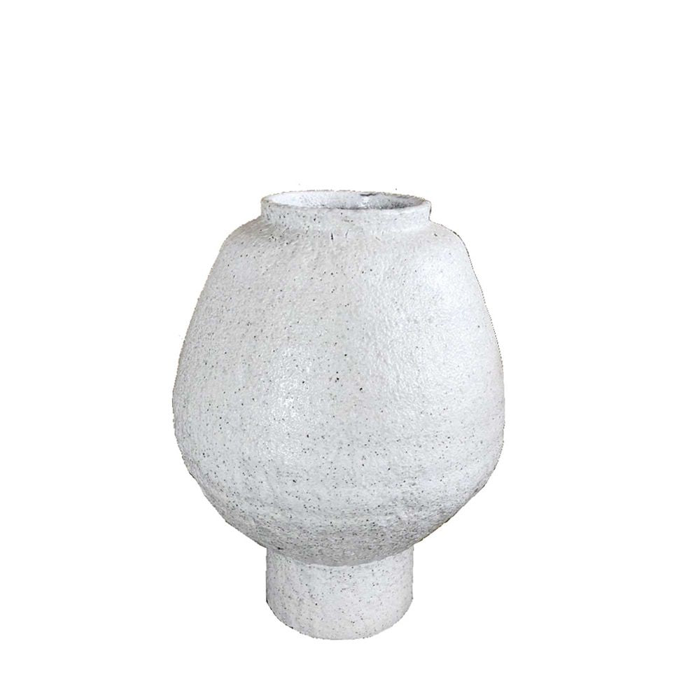 Bolero Round Terracotta Vase - White - Notbrand