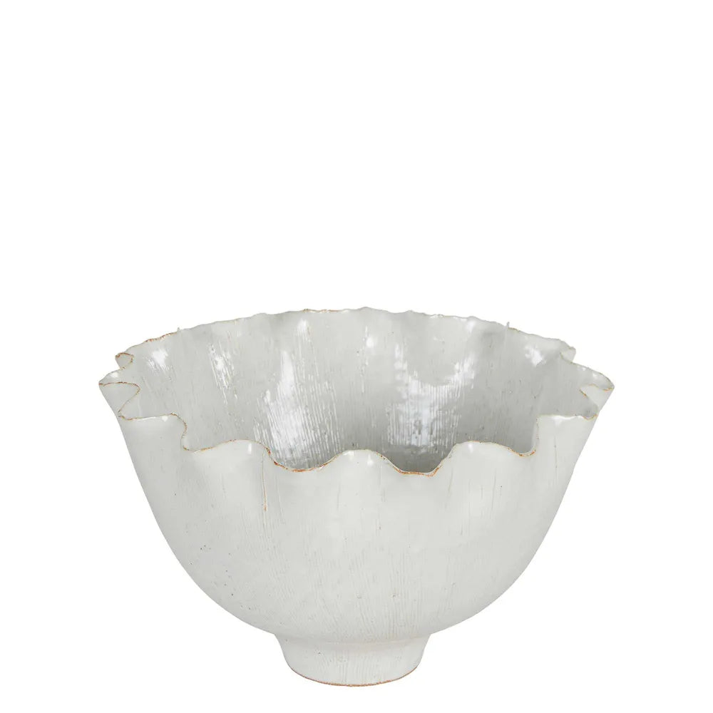 Flora Ceramic Bowl - White - Notbrand