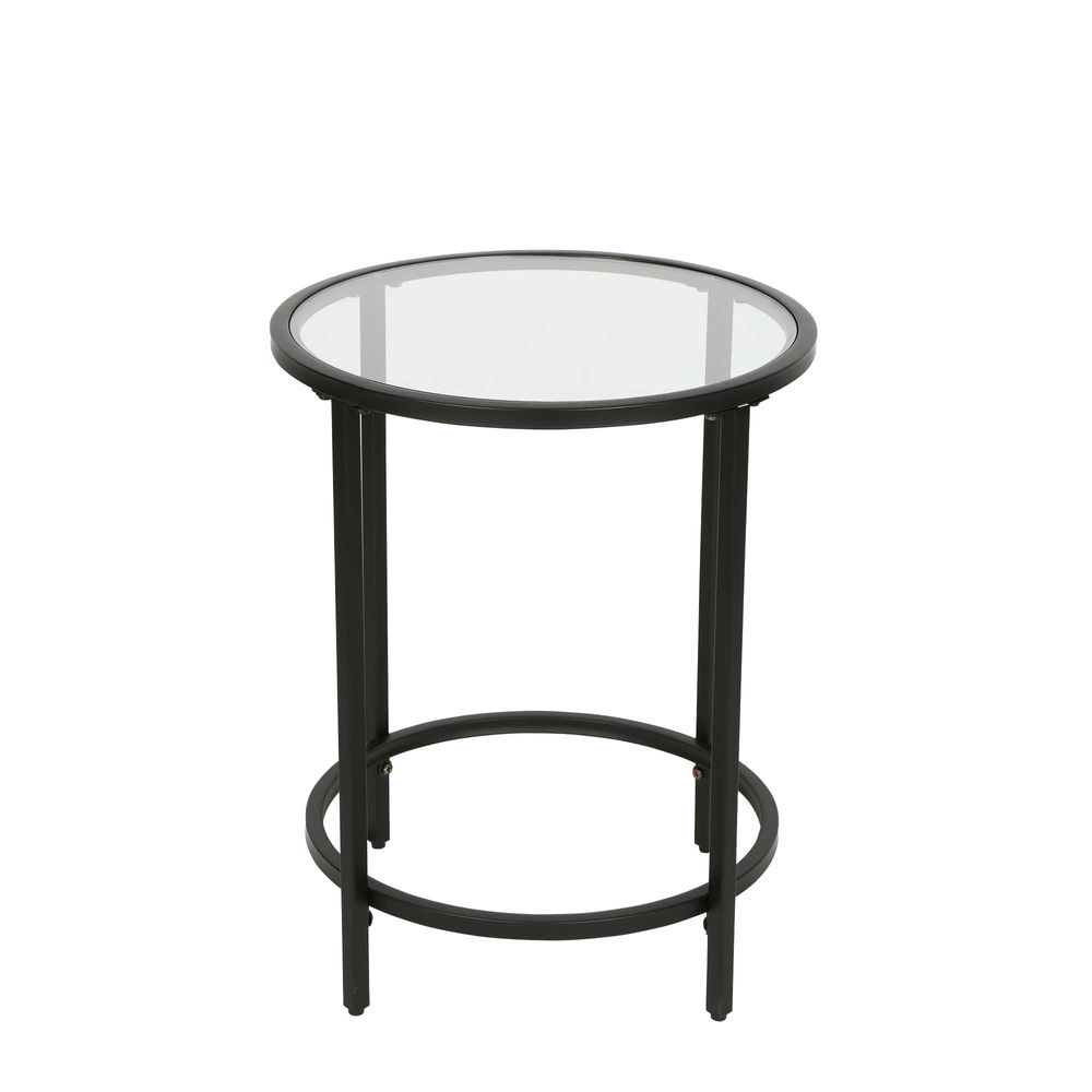 Maleny Tempered Glass Side Table - Black - Notbrand