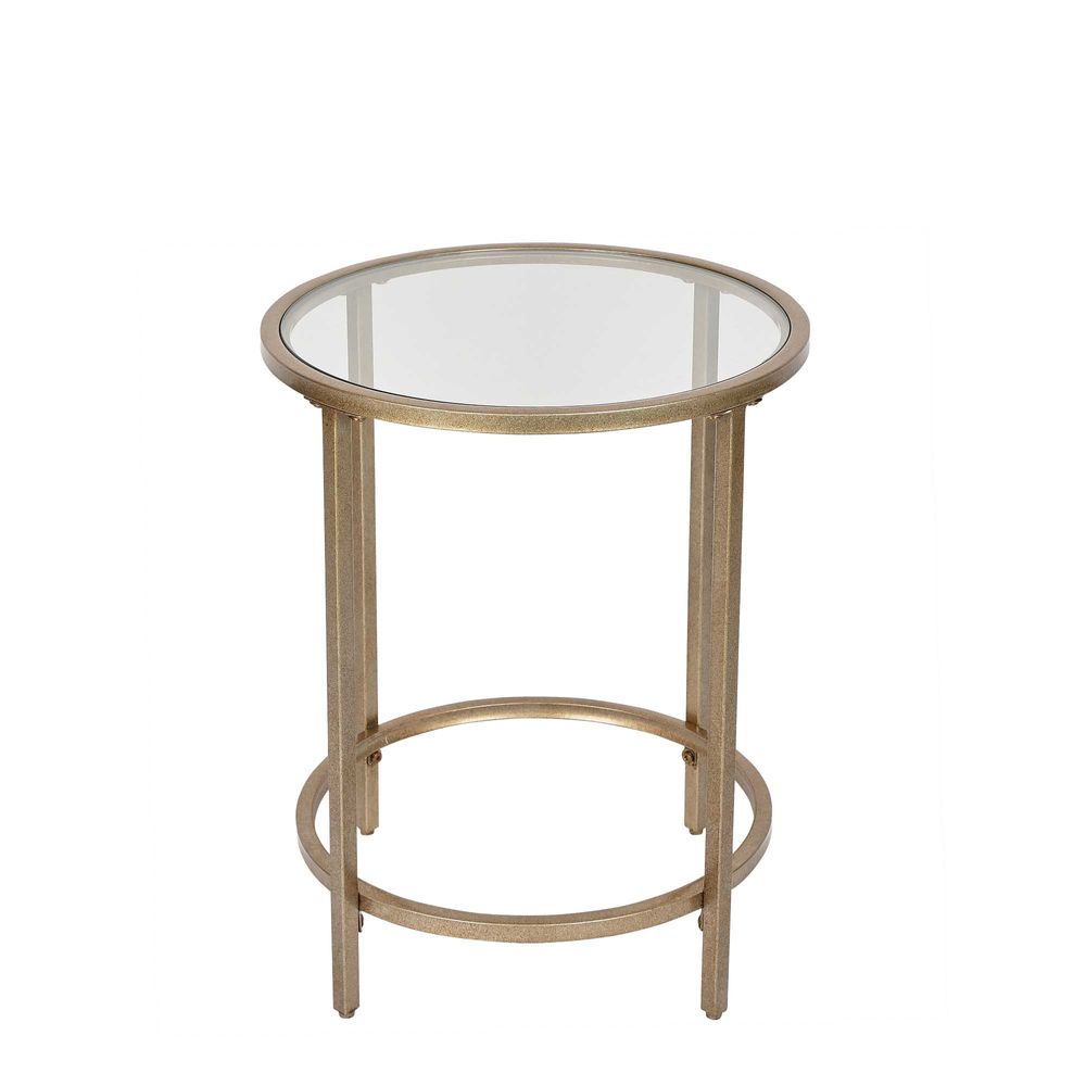 Maleny Tempered Glass Side Table - Gold - Notbrand