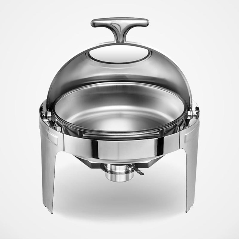 Round Stainless Steel Food Warmer With Glass Roll Top - 6L - Notbrand