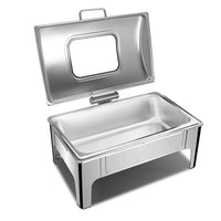 Rectangular Stainless Steel Chafing Dish Set With Glass Lid - 9L - Notbrand