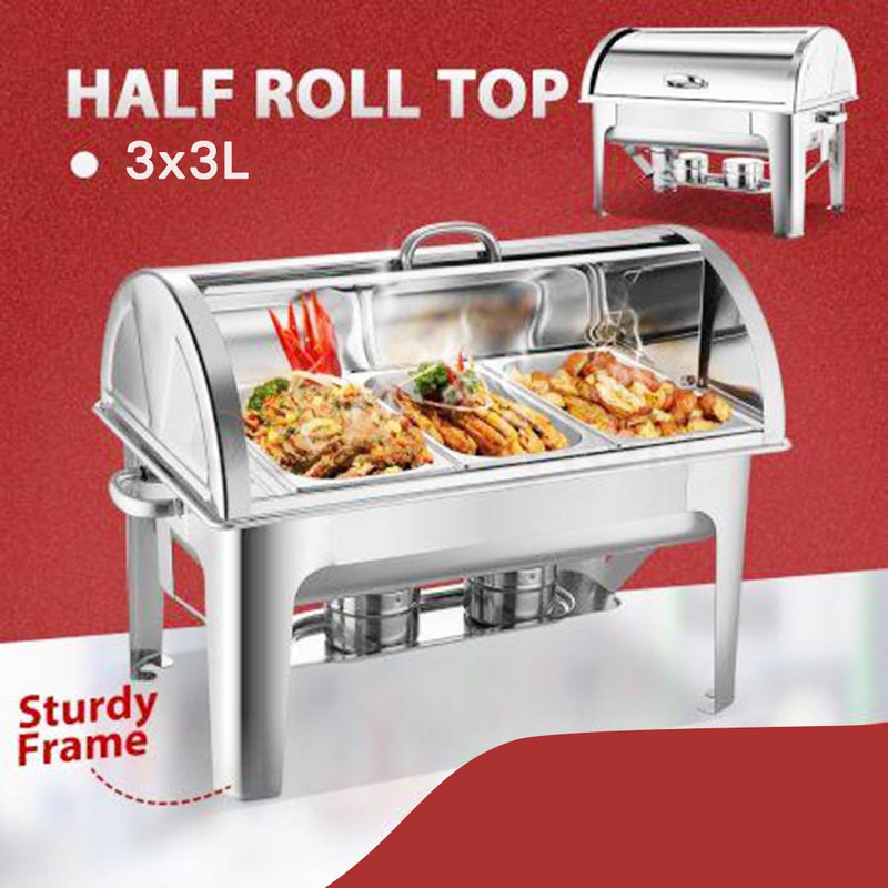 Triple Tray Stainless Steel Roll Top Food Warmer - 3L - Notbrand