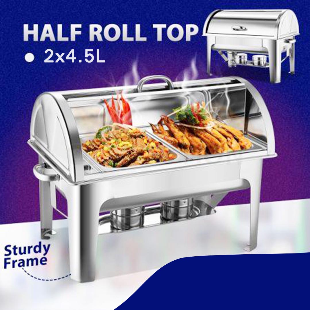 Dual Tray Stainless Steel Roll Top Food Warmer - 4.5L - Notbrand