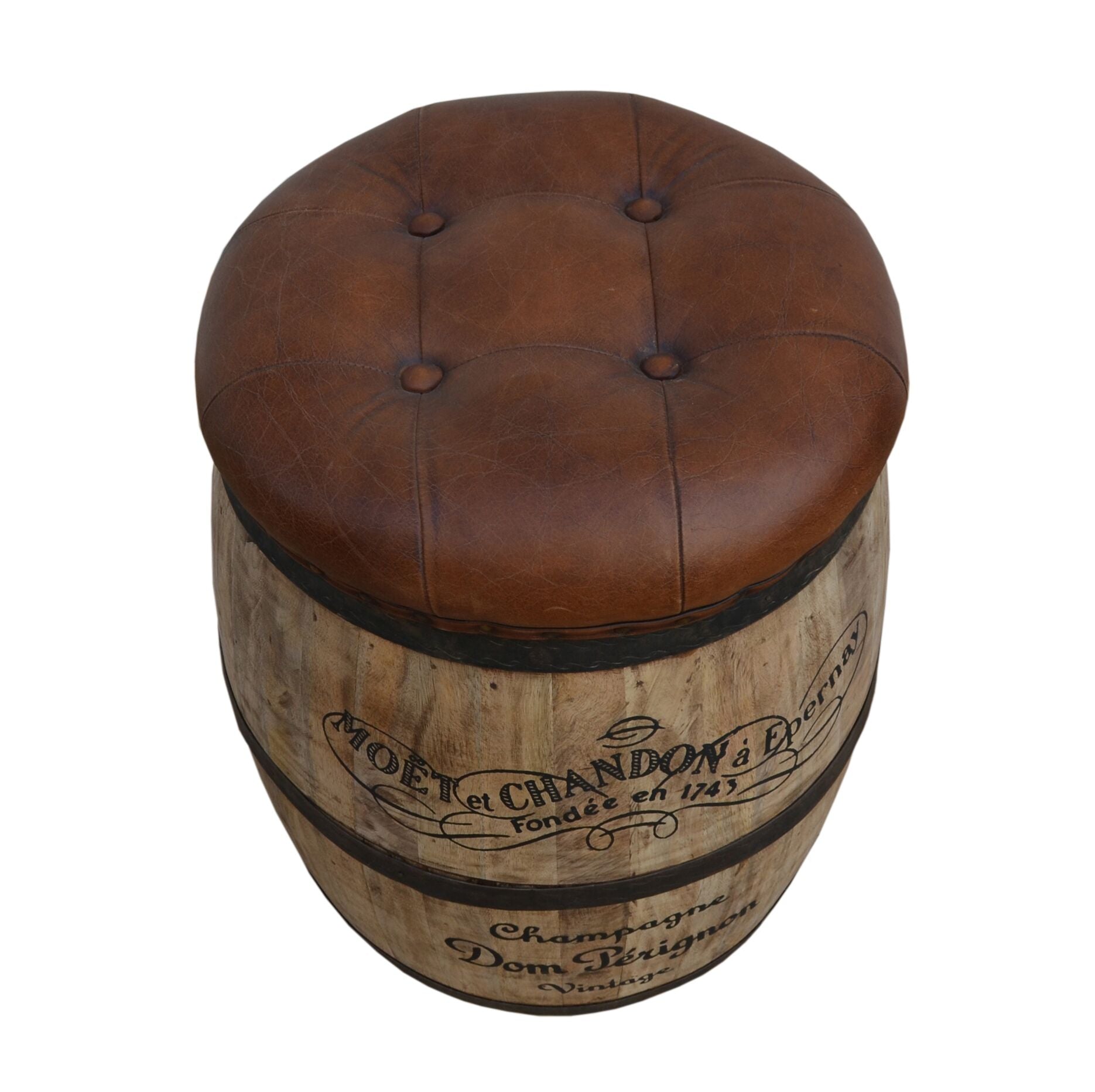 Cylindrical Moet Chandon Leather Ottoman - Notbrand