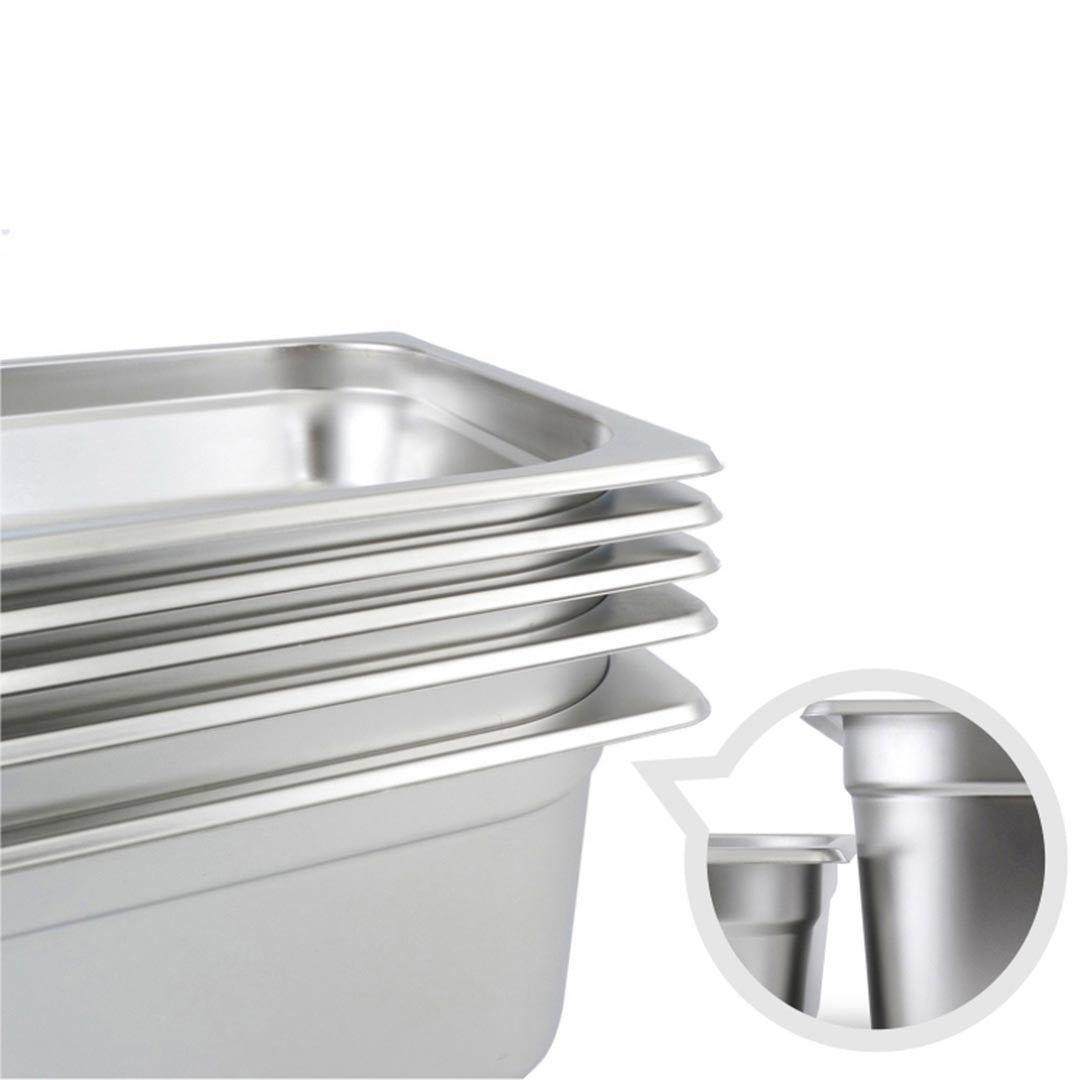 Gastronorm Full Size 1/3 GN Pan  Stainless Steel Tray With Lid - 6.5 Cm Deep - Notbrand