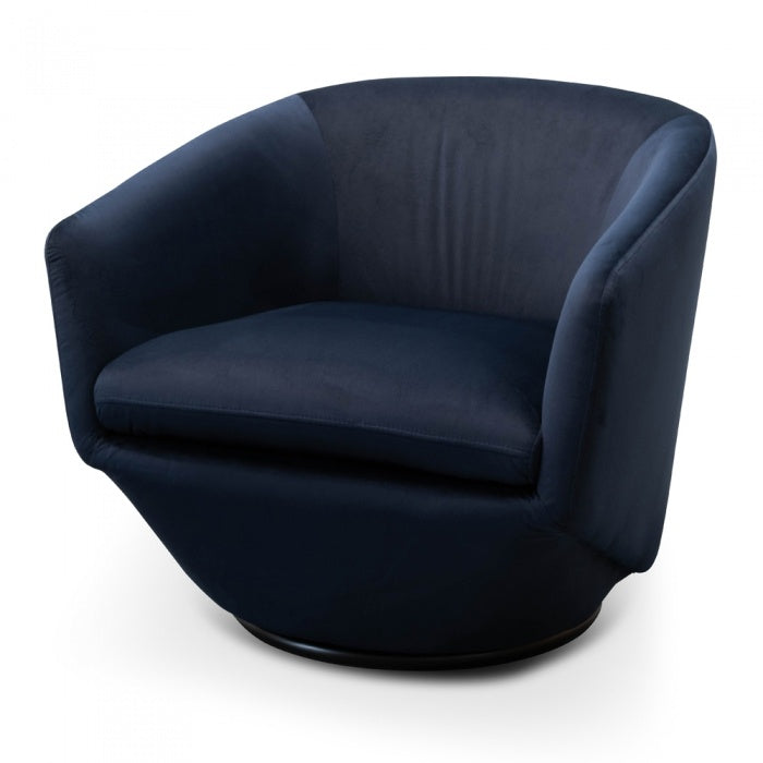 Margaret Swivel Lounge Chair - Navy Velvet - Notbrand