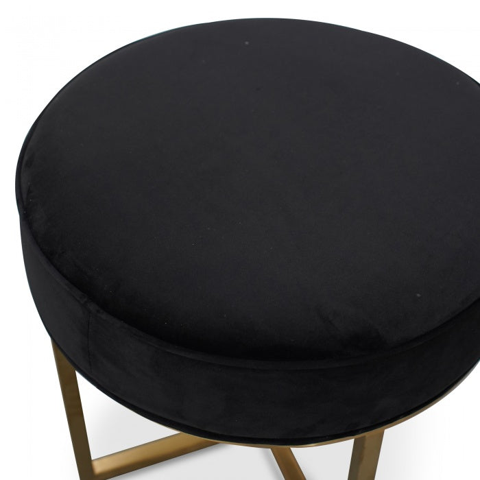 Queen Ottoman In Black Velvet Seat - Notbrand