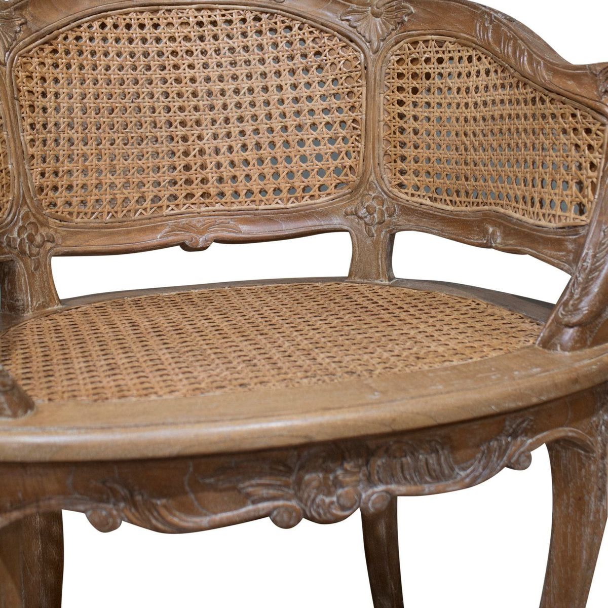 Marcella Rattan & Mindy Wood Bergere Chair - Weathered Oak - Notbrand