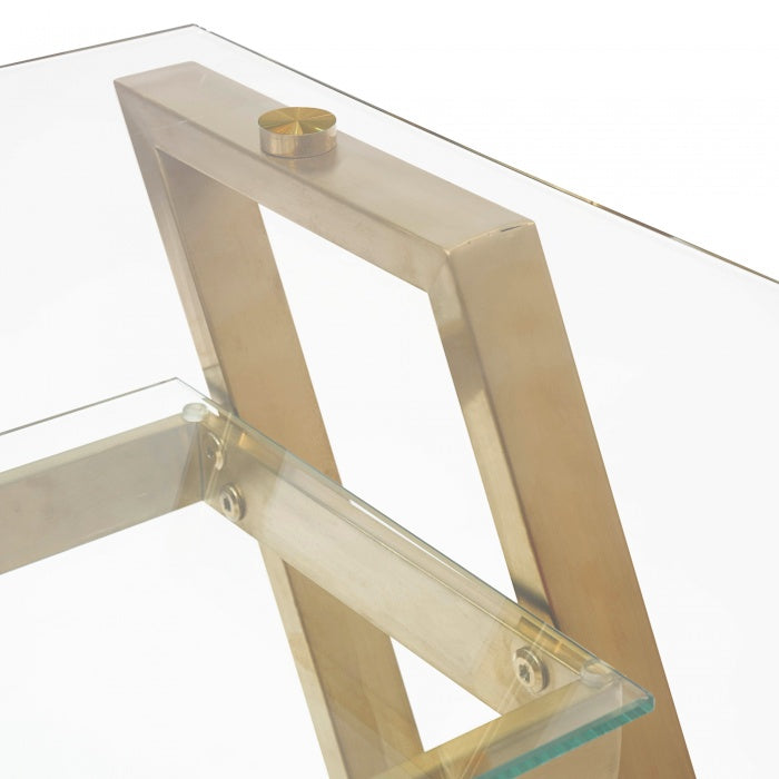 Saffron Glass Home Office Desk - Brushed Gold Base - Notbrand