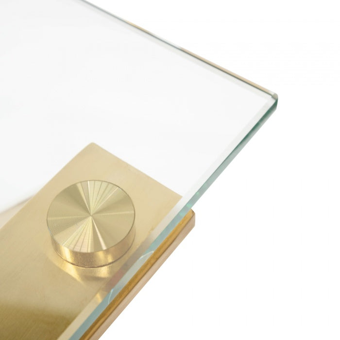 Saffron Glass Home Office Desk - Brushed Gold Base - Notbrand
