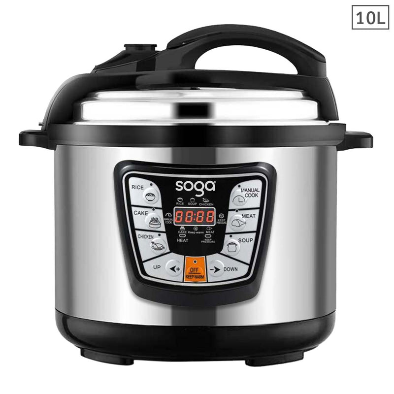 Nonstick Electric Stainless Steel Pressure Cooker - 10L - Notbrand