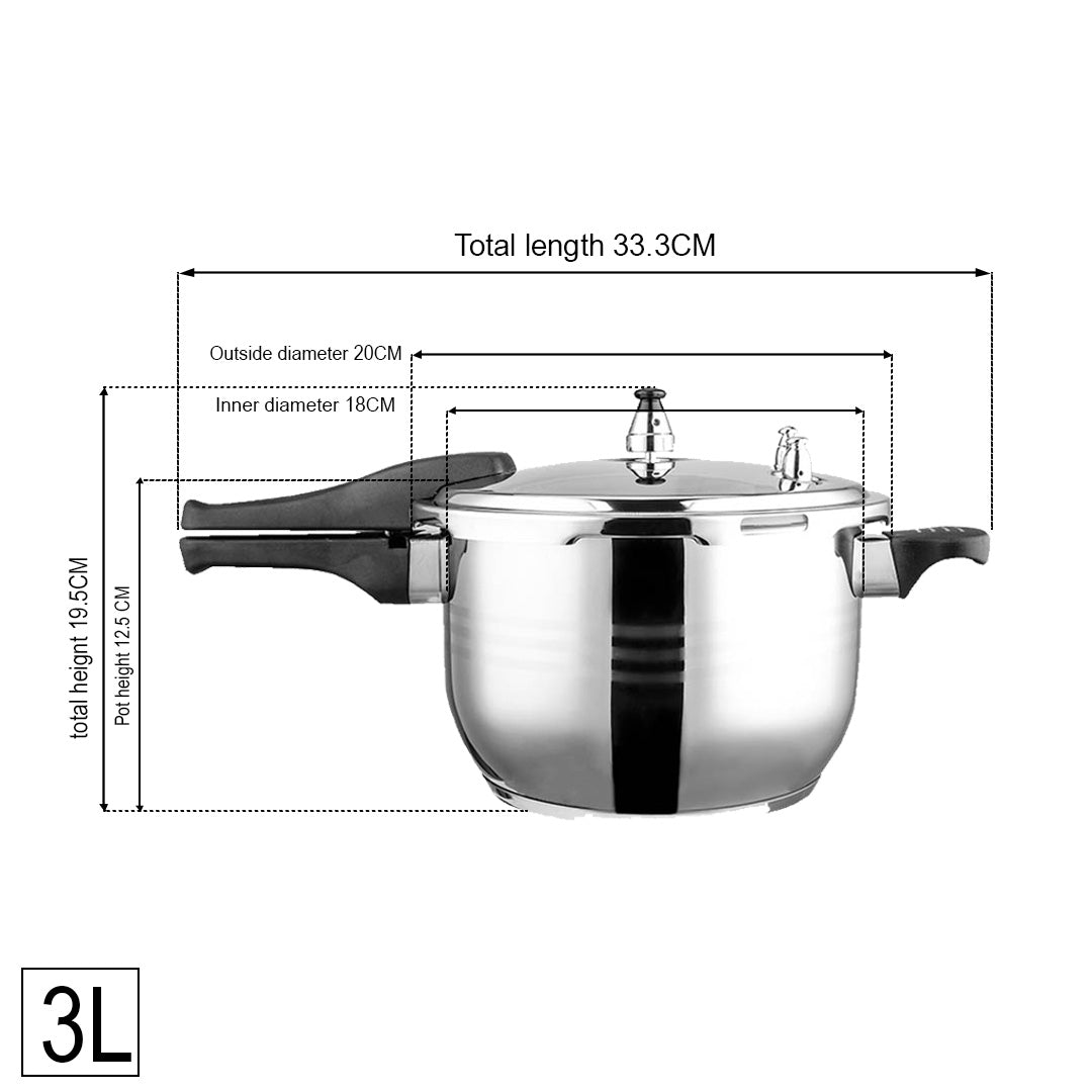 Stainless Steel Pressure Cooker With Seal - 3L - Notbrand