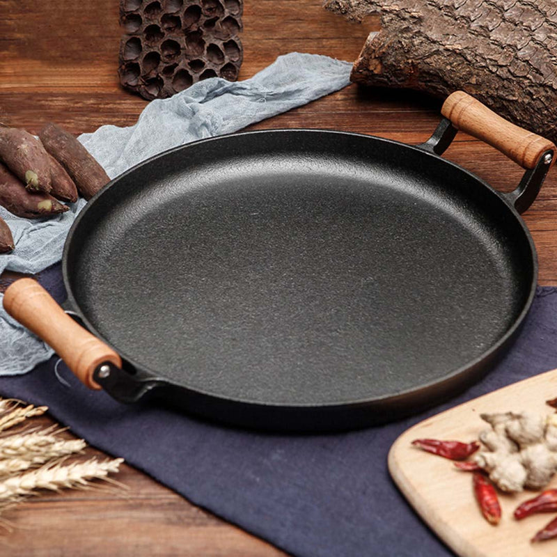 Cast Iron Frying Pan With Wooden Handle - 31cm - Notbrand