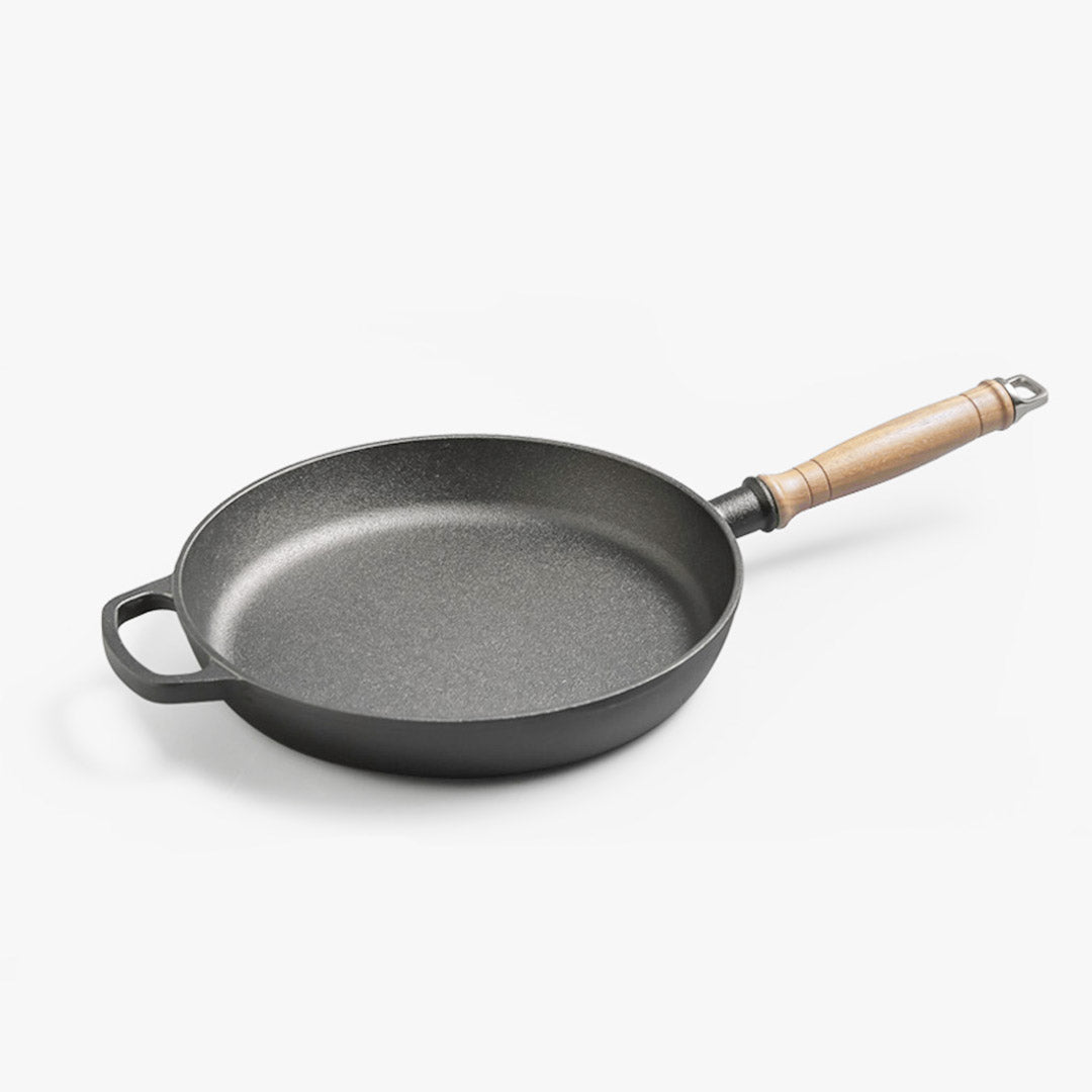 Round Cast Iron Skillet Frying  Pan With Helper Handle - 27cm - Notbrand