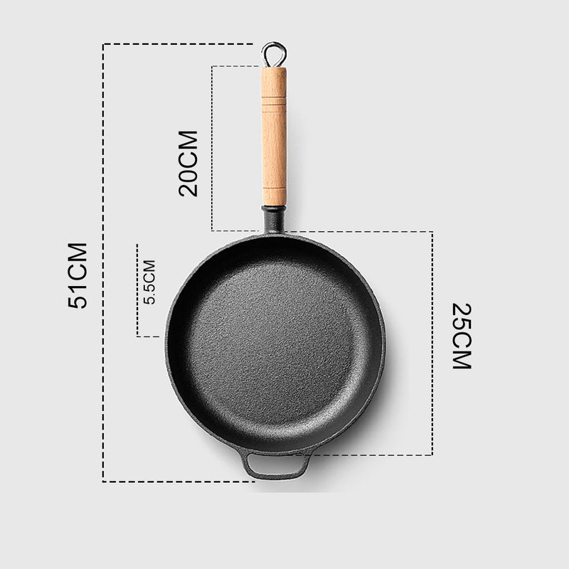 Round Cast Iron Skille Frying Pan With Helper Handle - 25cm - Notbrand