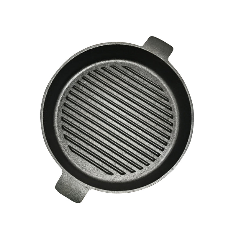 25CM ROUND RIBBED CAST IRON WITH HANDLE - Notbrand