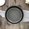 25CM ROUND RIBBED CAST IRON WITH HANDLE - Notbrand