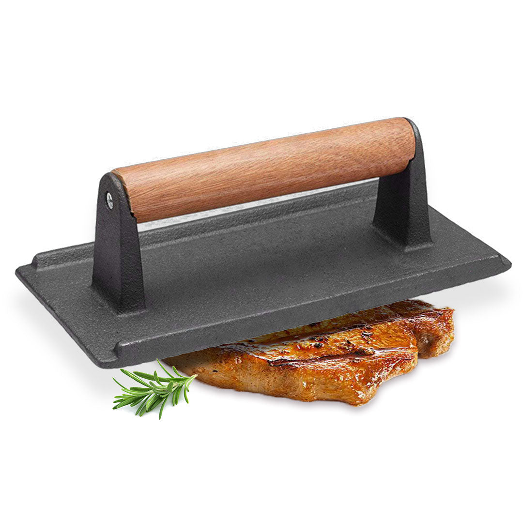 Cast Iron Meat Press with Wooden Handle - Notbrand