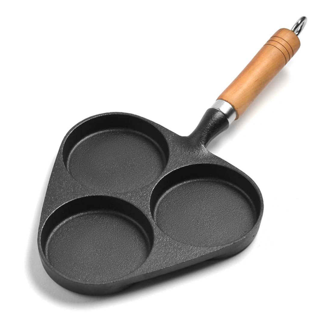 Cast Iron Omelette Fry Pan - 3 Mold - Notbrand