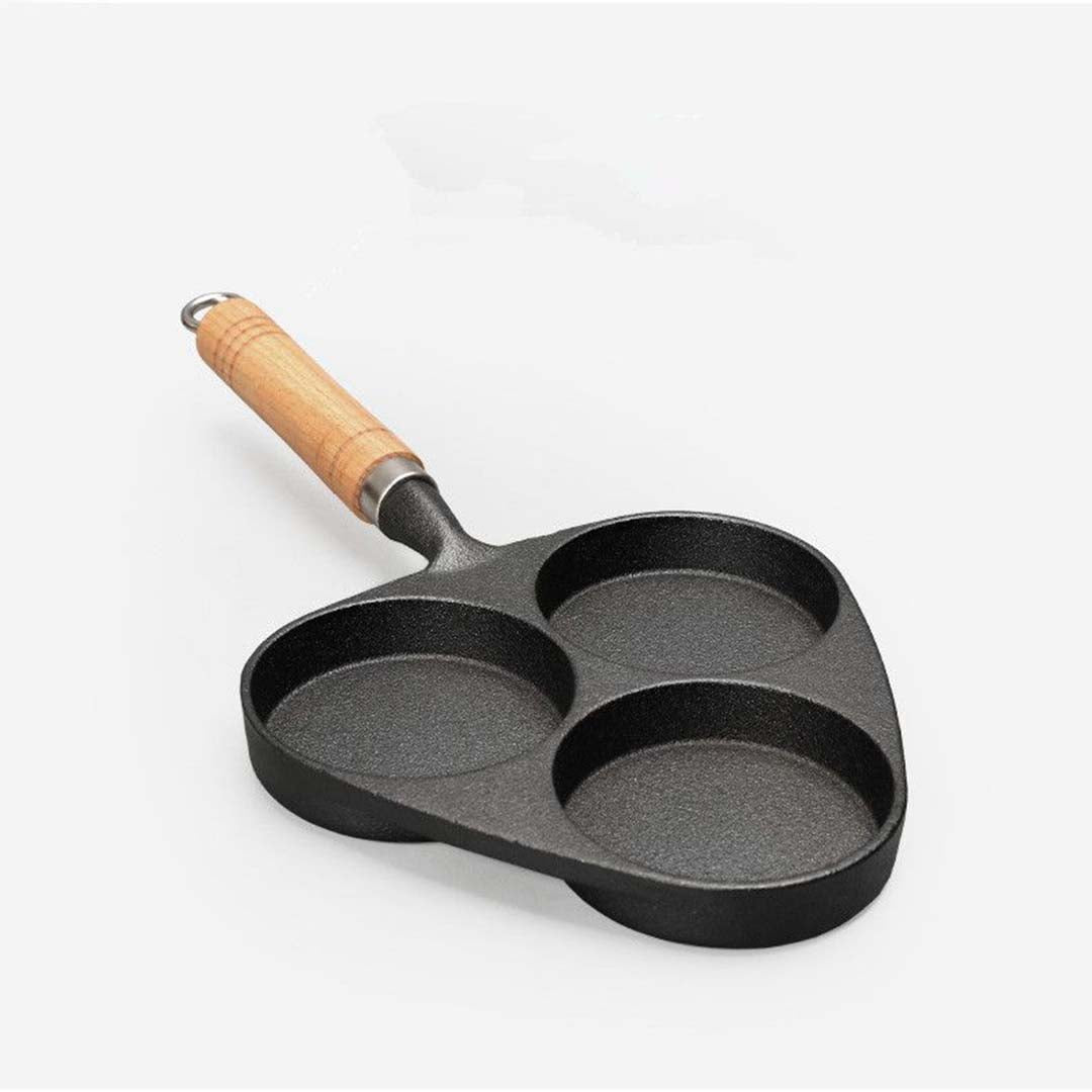 Cast Iron Omelette Fry Pan - 3 Mold - Notbrand
