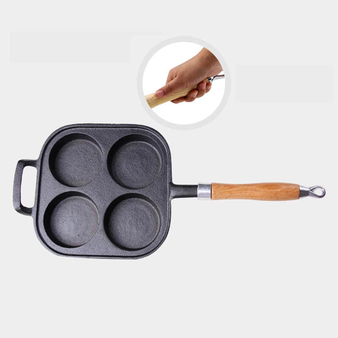 Cast Iron Pancake Omelette Fry Pan - 4 Mold - Notbrand