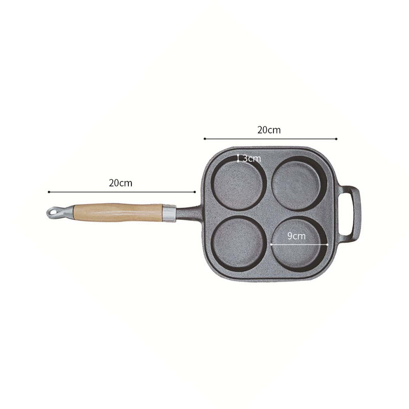 Cast Iron Pancake Omelette Fry Pan - 4 Mold - Notbrand