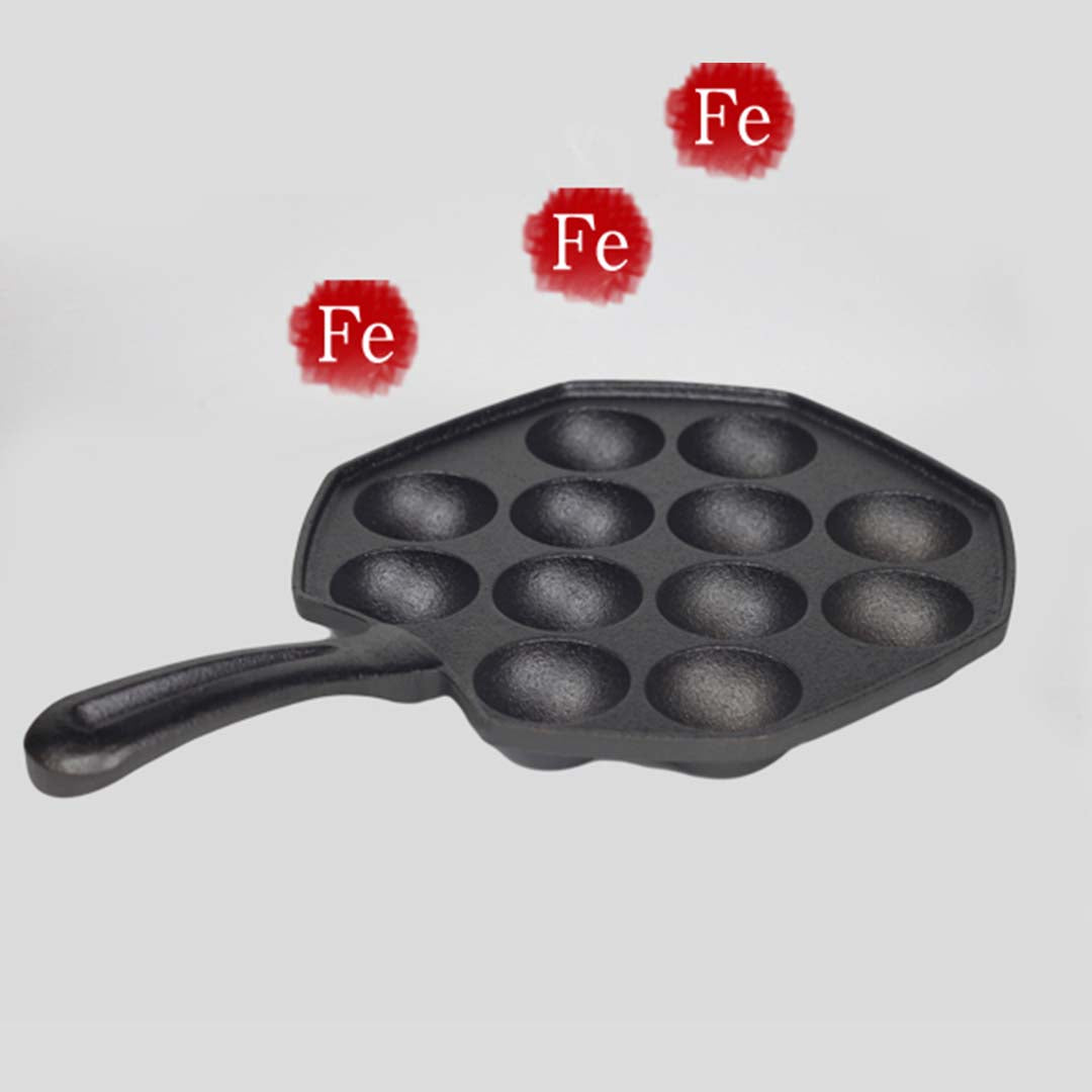 Cast Iron Takoyaki Fry Pan With 12 Mold - 18cm - Notbrand
