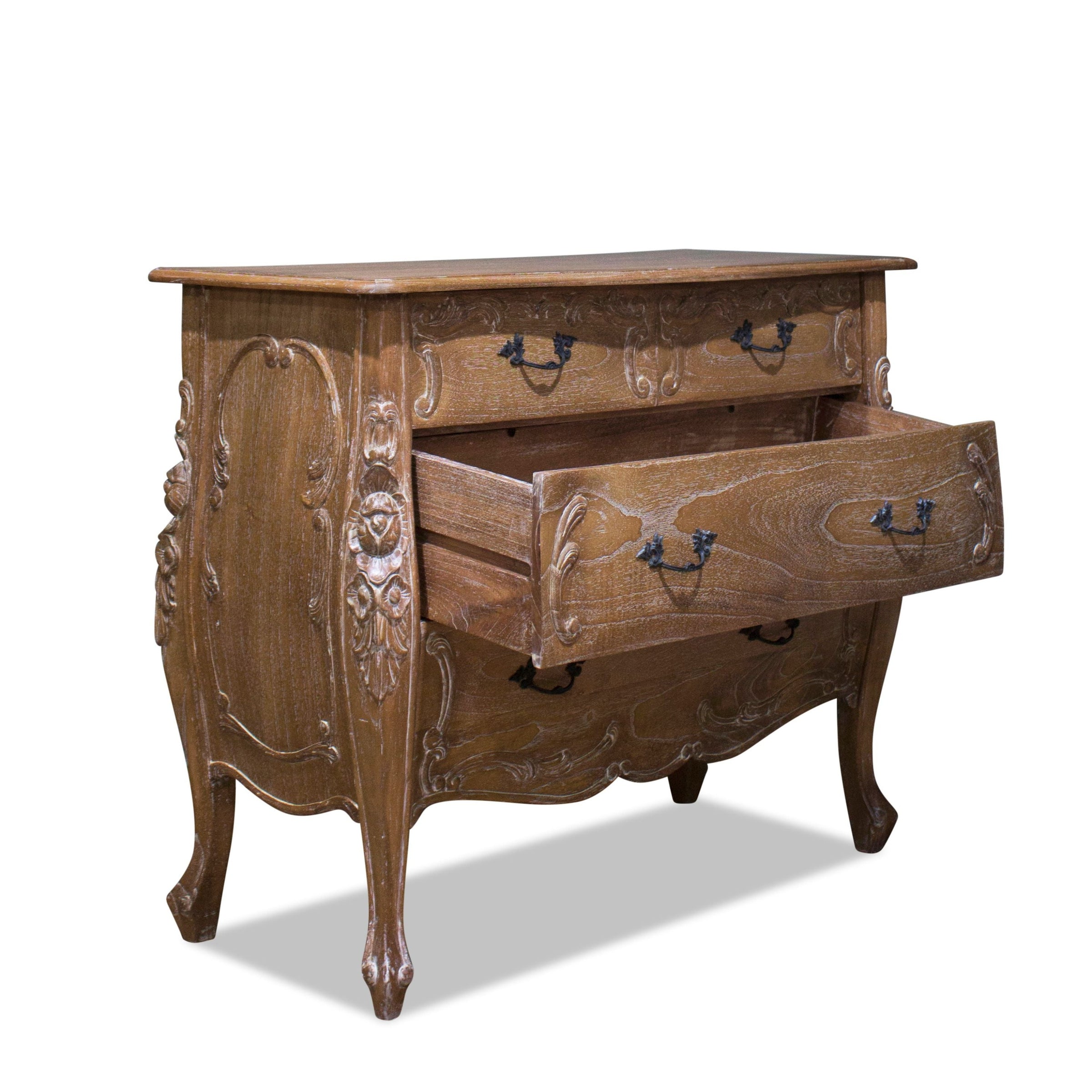 Rococo-Mindy-Wood-Chest-Of-Drawers-Weathered-Oak-NOTBRAND