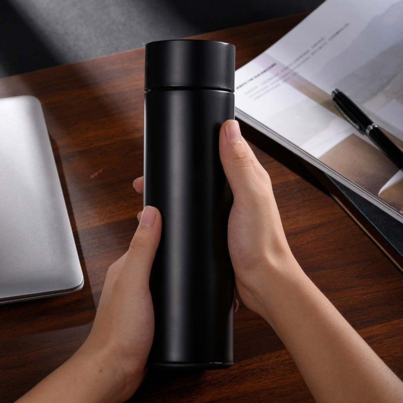 Smart Vacuum Flask Thermometer Bottle - Black - Notbrand