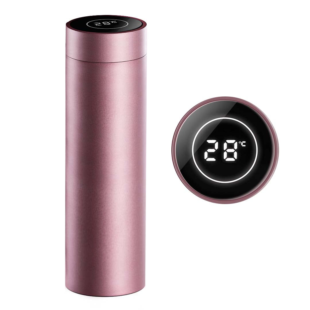 Smart Vacuum Flask Thermometer Bottle - Rose Gold - Notbrand
