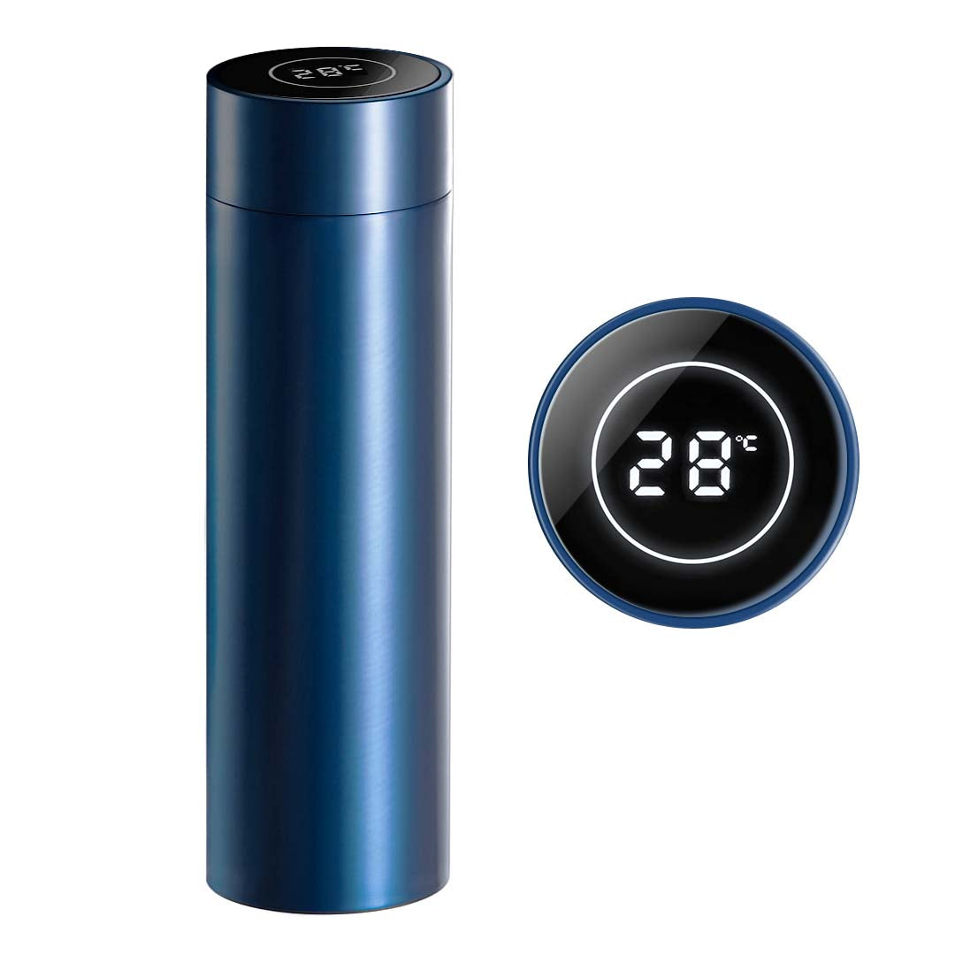Smart Vacuum Flask Thermometer Bottle - Blue - Notbrand