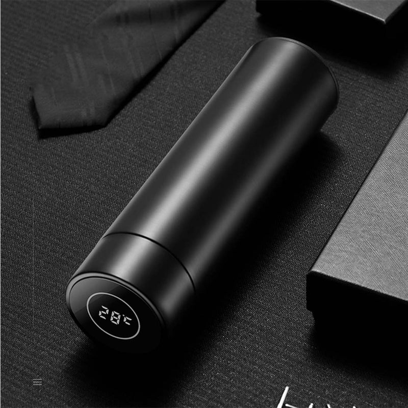 Smart Vacuum Flask Thermometer Bottle - Black - Notbrand