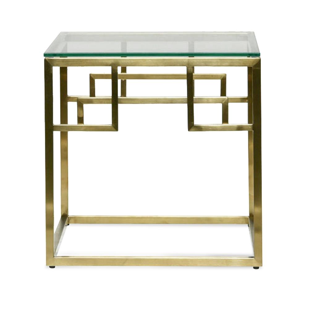Harry Glass Top Side Table - Brushed Gold Base - Notbrand