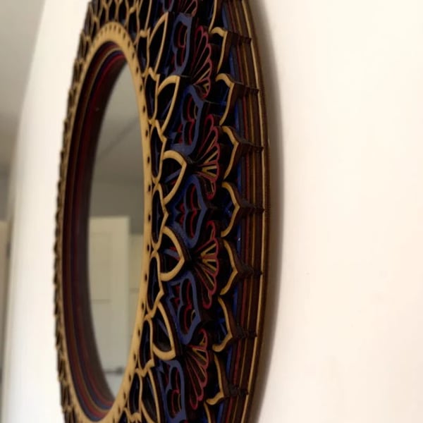 Mawu Round Wooden Wall Mirror - Notbrand