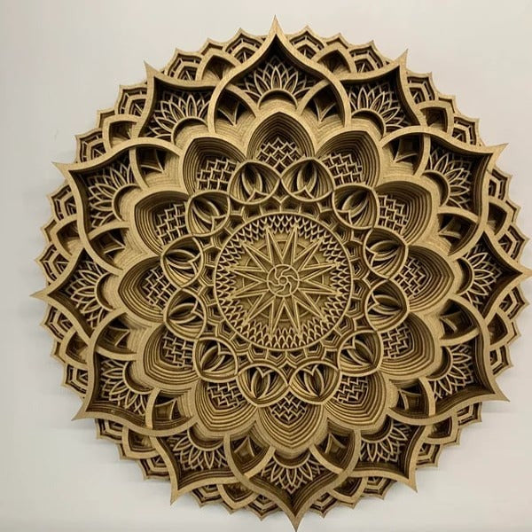 Uzay Handcrafted Wooden Mandala Wall Art - Gold - Notbrand