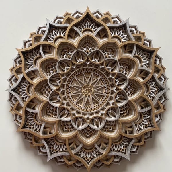Urgan Wooden Mandala Handcrafted Wall Art - Silver & Gold - Notbrand