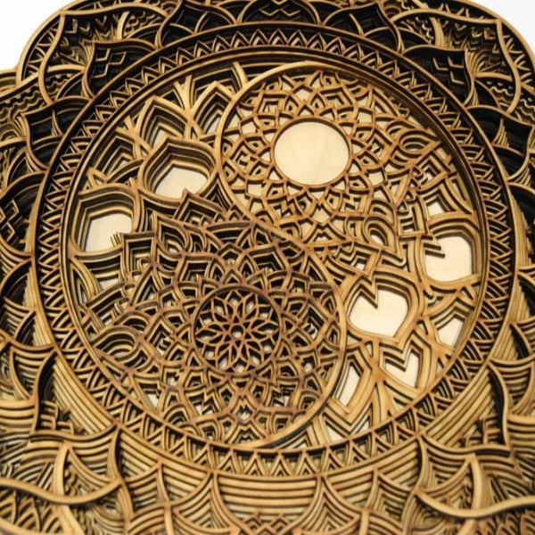 Azur Wooden Yin Yang Mandala Wall Art - Natural - Notbrand