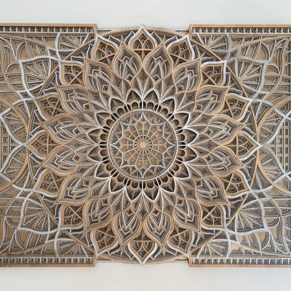Olator Wooden Mandala Wall Art - Silver & Gold - Notbrand