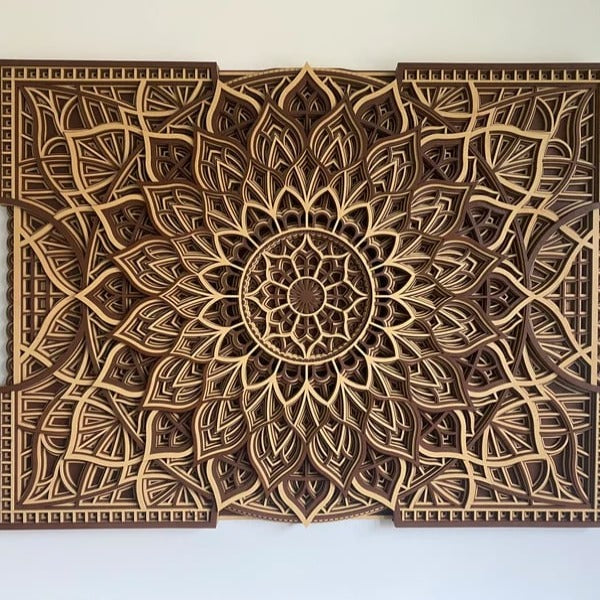 Zalyue Wooden Mandala Wall Art - Brown & Natural - Notbrand