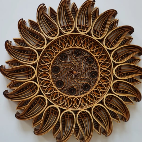 Vizse Handcrafted Sun Mandala Wood Wall Art - Notbrand