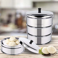 3 Tier Stainless Steel Steamers With Lid - 28cm - Notbrand