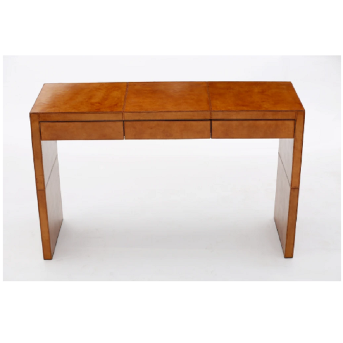 Tan Leather Console Table - Notbrand