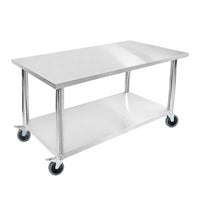 Stainless Steel Kitchen Work Bench With Wheels - 150cm - Notbrand