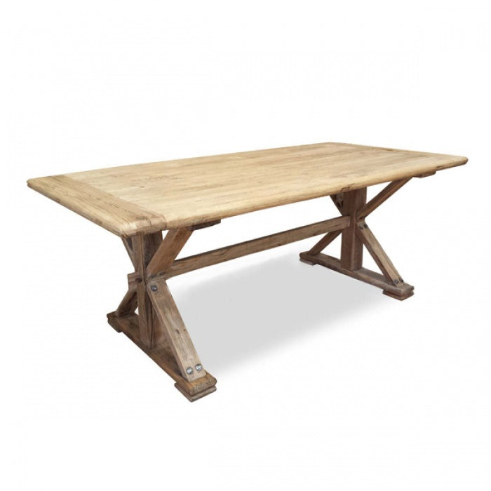 Elena Recycled Elm Timber Dining Table - Rustic Natural 1.98m - Notbrand