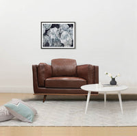 Bedra Armchair Faux Single Seater Leather Sofa with Wooden Frame - Brown - Notbrand